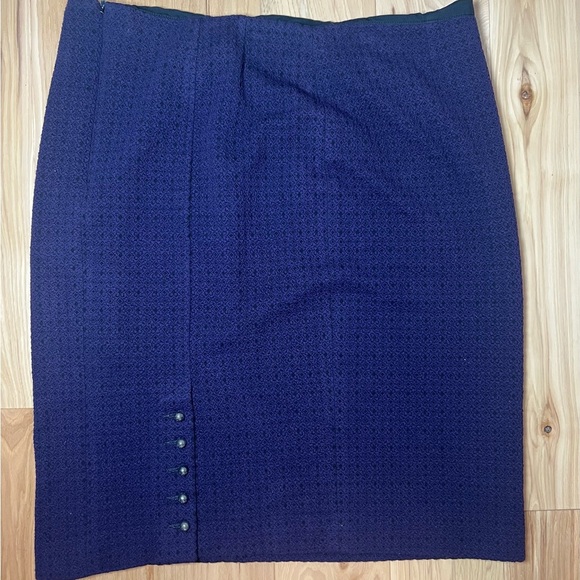 Nanette Lepore Cassis Knit Pencil Skirt Purple Black Textured Size 14 Buttons - Picture 5 of 10